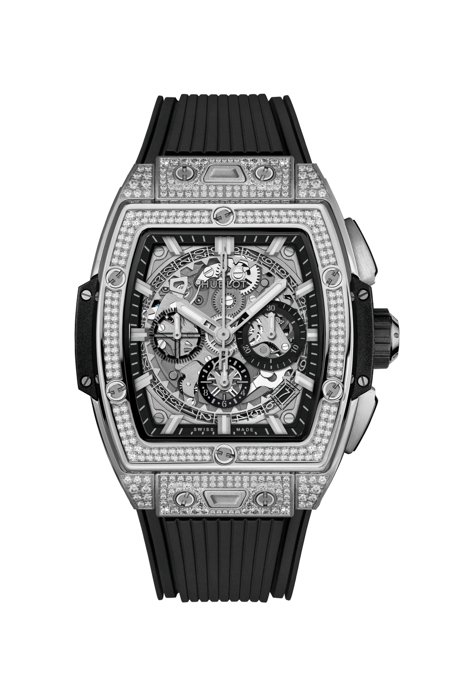 Hublot Spirit of Big Bang Titanium Pave 42 MM - Black Rubber Strap - Diamond Bezel - Sapphire Dial - 642.NX.0170.RX.1704