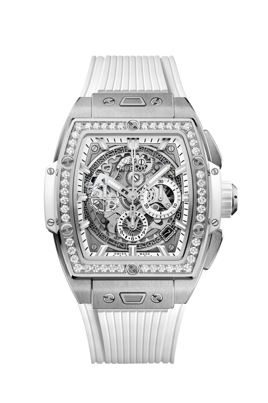 Hublot Spirit of Big Bang Titanium White Diamonds 42 MM - White Rubber Strap - Diamond Bezel - Sapphire Crystal Dial - 642.NE.2010.RW.1204