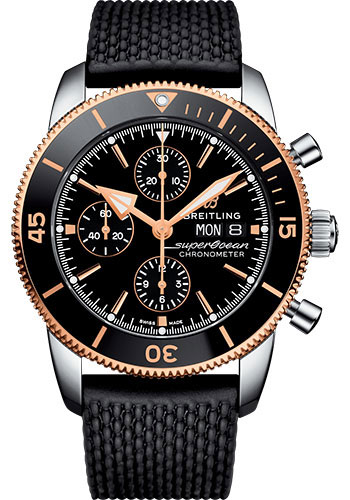 Breitling Superocean Heritage Stainless Steel and Rose Gold 44 MM - Black Rubber Strap - Black Dial - U13313121B1S1