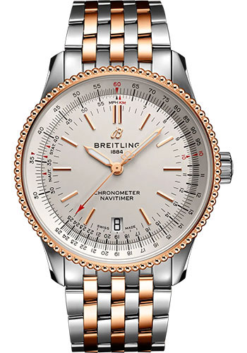 Breitling Navitimer Stainless Steel and Rose Gold 38 MM - Stainless Steel and Rose Gold Bracelet - Silver Dial - U17325211G1U1