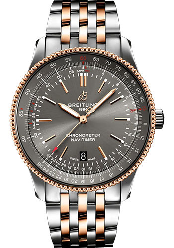 Breitling Navitimer Stainless Steel and Rose Gold 41 MM - Metal Bracelet - Anthracite Dial -  U17326121M1U1