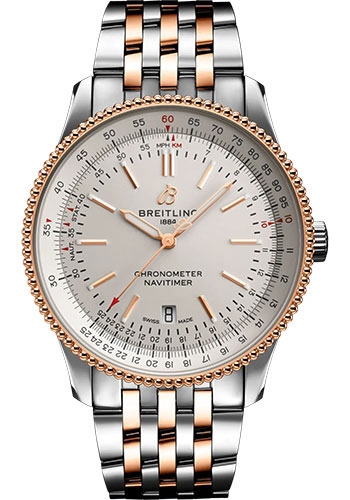 Breitling Navitimer Stainless Steel and Rose Gold 41 MM - Metal Bracelet - Silver Dial -  U17326211G1U1