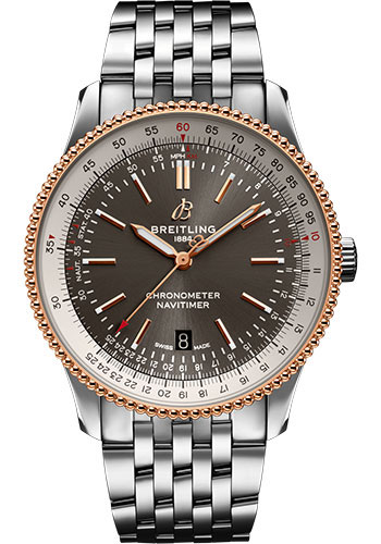Breitling Navitimer Stainless Steel and Rose Gold 41 MM - Steel Bracelet - Anthracite Dial -   U17326211M1A1