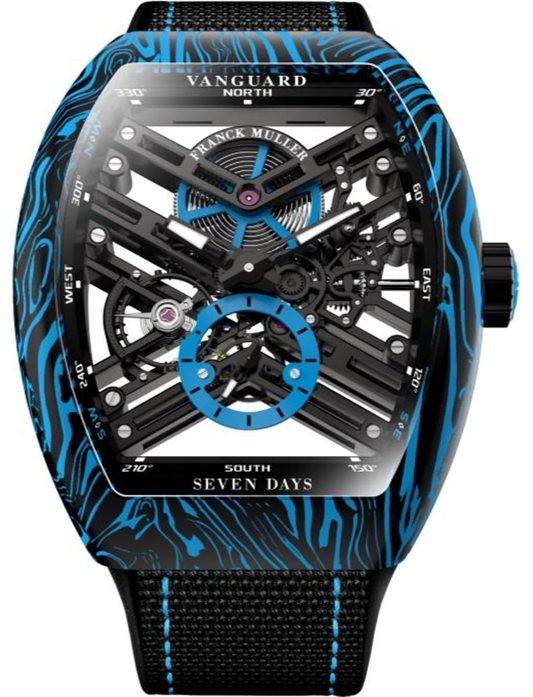 Franck Muller Carbon Damascus Twisting Tiger Stripes - 41 MM - Carbon & Steel - Skeleton Dial - V 41 S6 SQT CARBONE AMS BL NR