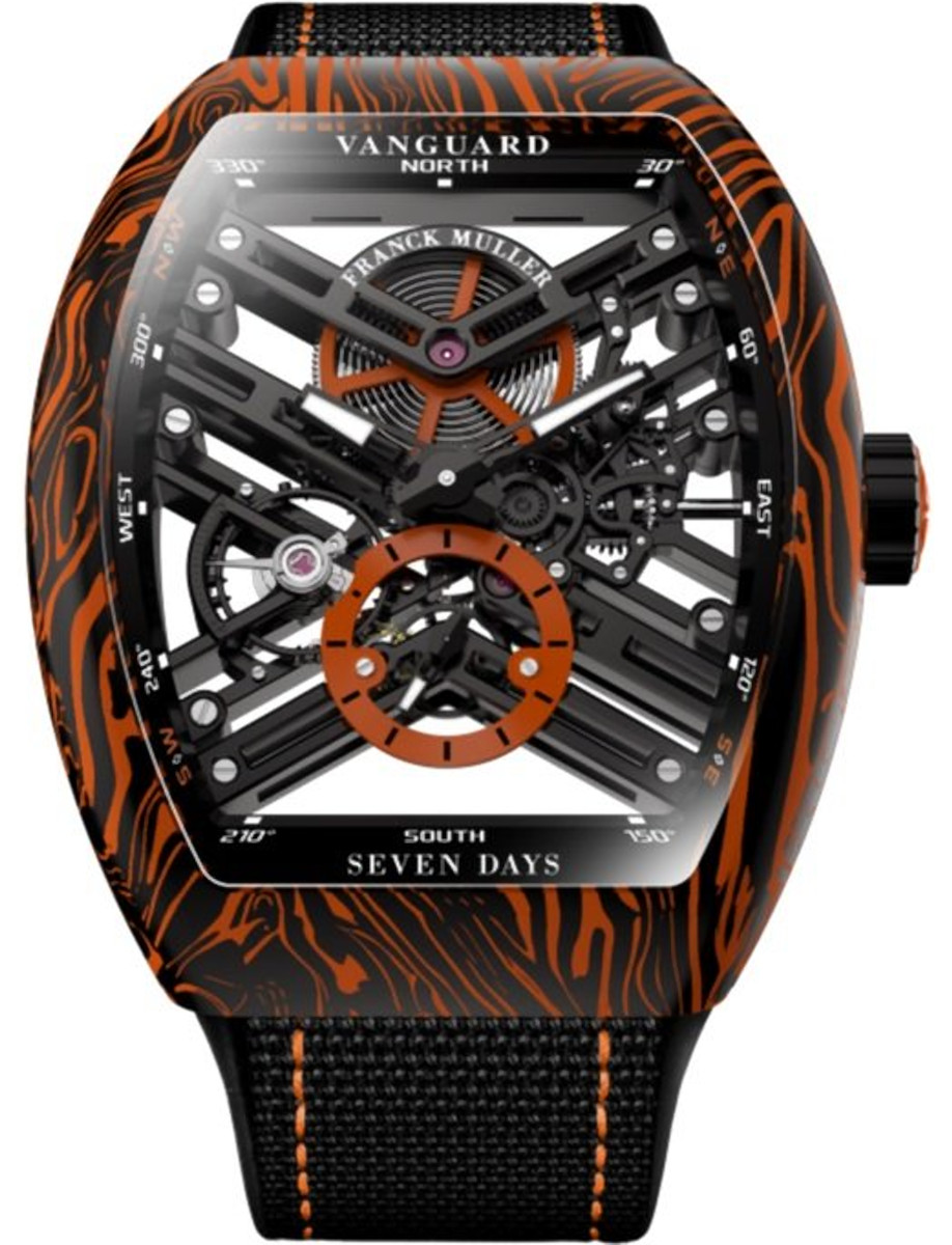 Franck Muller Carbon Damascus Twisting Tiger Stripes - 42.5 MM - Carbon & Steel - Skeleton Dial - V 43 S6 SQT CARBONE AMS OR NR