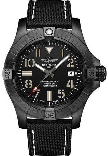 Breitling Avenger DLC-coated Titanium 45 MM - Anthracite Calfskin Leather Strap - Black Dial - V17319101B1X1