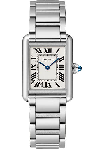 Cartier Tank Stainless Steel (Medium Model) 29 MM - Stainless Steel Bracelet - Stainless Steel Bezel - Silver Dial -  WSTA0051