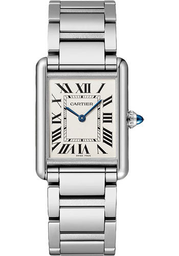 Cartier Tank Stainless Steel (Large Model) 33 MM - Stainless Steel Bracelet - Stainless Steel Bezel - Silver Dial - WSTA0052