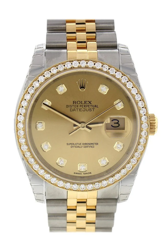 Rolex Yellow Gold And Stainless Steel Datejust - 36 MM - Jubilee Bracelet - Diamond Bezel - Champagne Diamond Dial - 116233