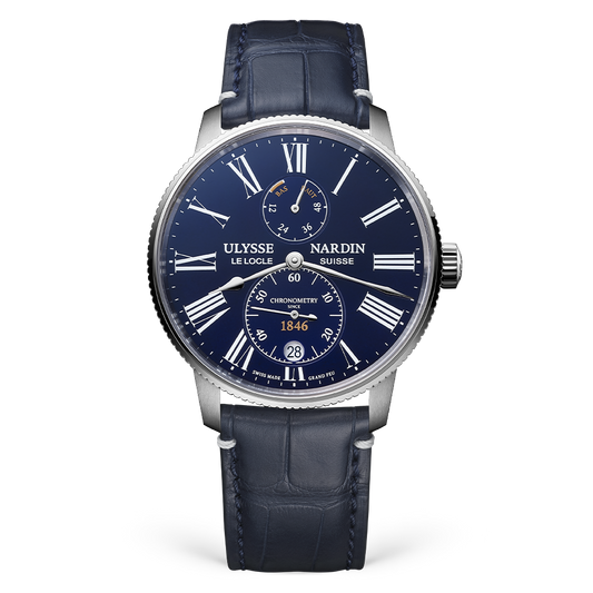 Ulysse Nardin Marine Stainless Steel 42 MM - Brown Leather Strap - Blue Dial - 1183-310LE-3AE-175/1B