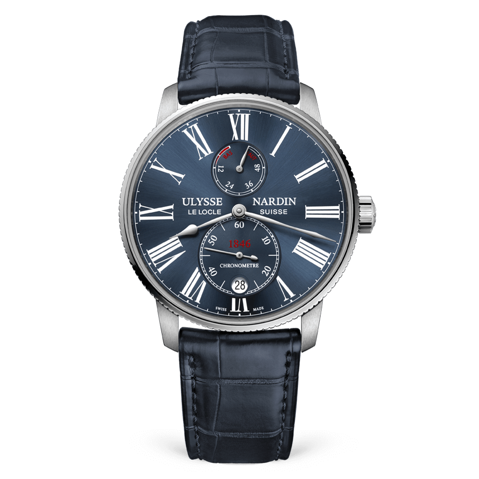 Ulysse Nardin Marine Stainless Steel 42 MM -  Blue Leather Strap - Blue Dial - 1183-310/43