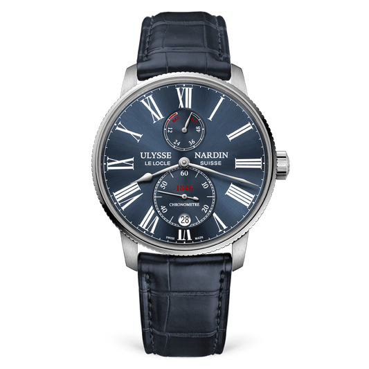 Ulysse Nardin Marine Stainless Steel 42 MM -  Blue Leather Strap - Blue Dial - 1183-310/43