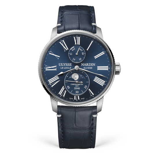 Ulysse Nardin Marine Stainless Steel 42 MM -  Blue Leather Strap - Blue Dial - 1193-310LE-3A-175/1A