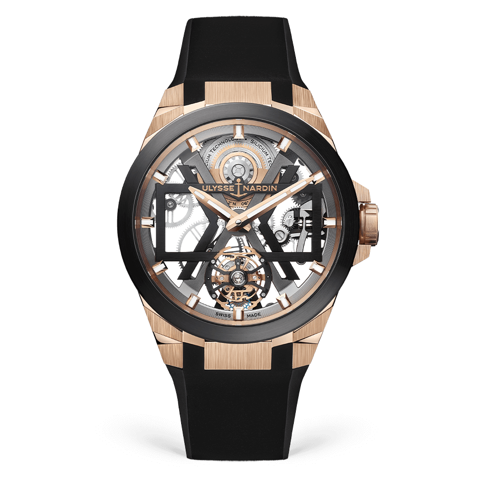 Ulysse Nardin Blast Rose Gold Case 45 MM - Black Velvet Strap - Skeleton Dial - 1725-400-3B/02