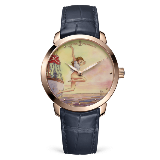 Ulysse Nardin Classico Rose Gold 40 MM - Blue Leather Strap - Yellow Artistic Dial - 3202-136LE-2/MANARA.03