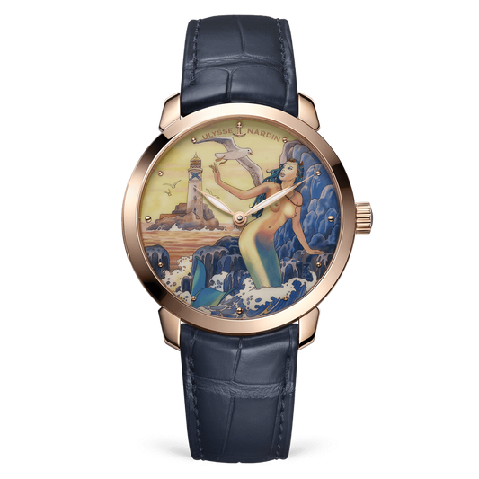 Ulysse Nardin Classico Rose Gold 40 MM - Blue Leather Strap - Yellow Artistic Dial - 3202-136LE-2/MANARA.10