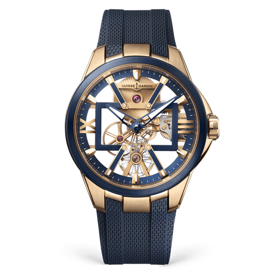 Ulysse Nardin Blast Rose Gold 42 MM - Blue Rubber Strap - Skeleton Dial - 3716-260-3/03