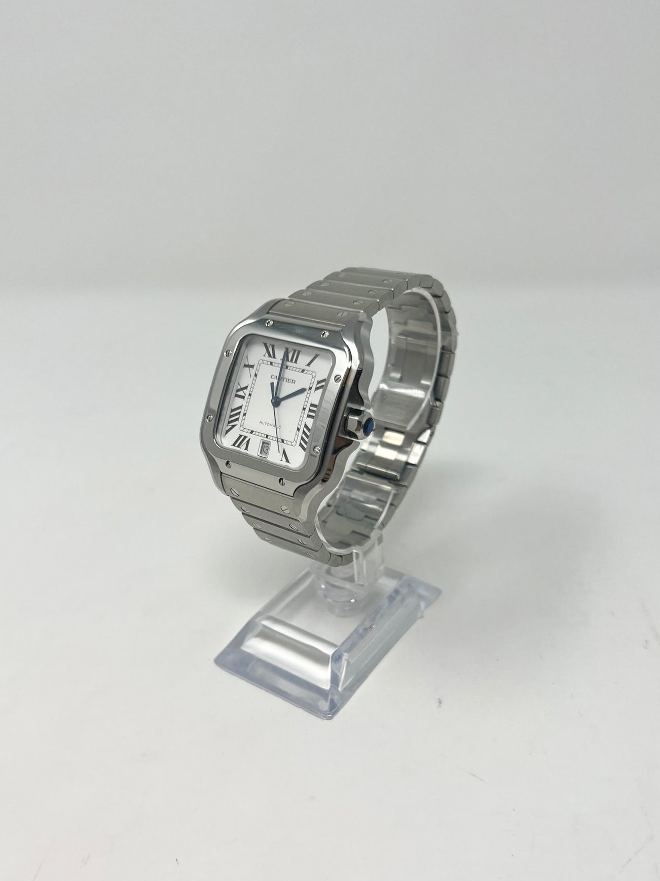 Cartier Santos de Cartier Stainless Steel 39.8 MM (Large Model) - Stainless Steel Bracelet - Silver Dial - WSSA0018