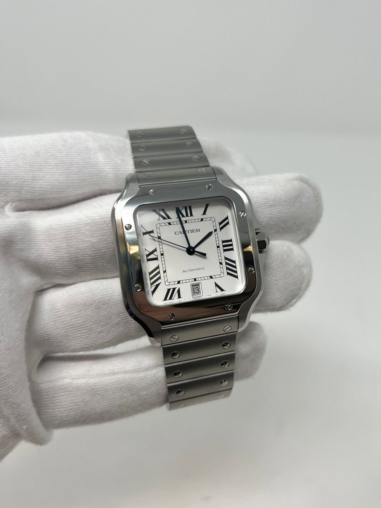 Cartier Santos de Cartier Stainless Steel 39.8 MM (Large Model) - Stainless Steel Bracelet - Silver Dial - WSSA0018