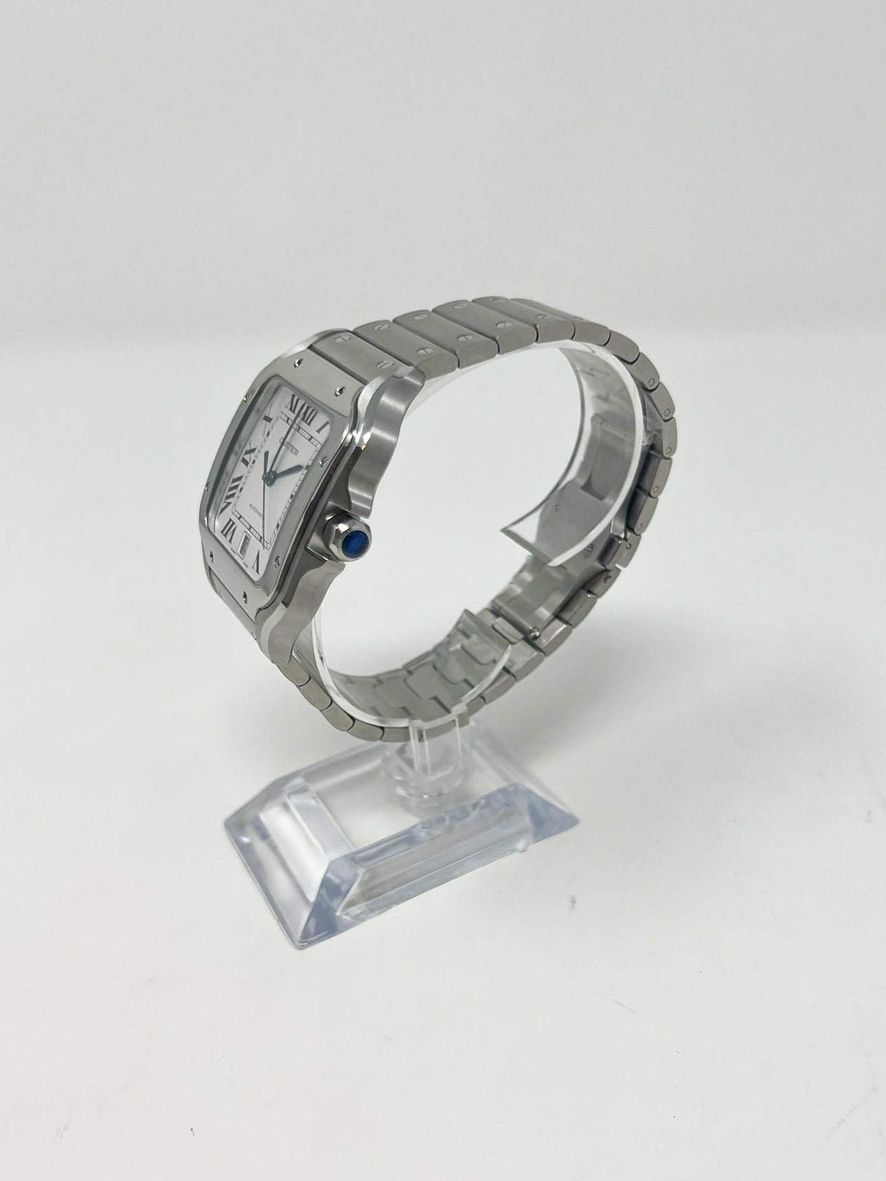 Cartier Santos de Cartier Stainless Steel 39.8 MM (Large Model) - Stainless Steel Bracelet - Silver Dial - WSSA0018