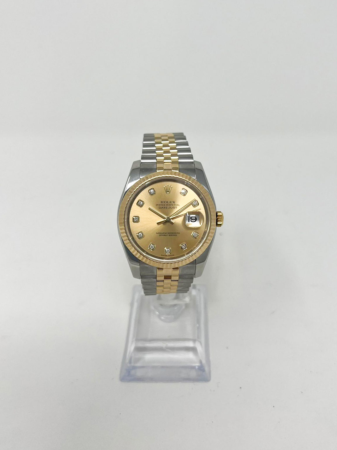 Rolex Yellow Gold And Stainless Steel Datejust - 36 MM - Jubilee Bracelet - Fluted Bezel - Champagne Diamond Dial - 116233 cdj