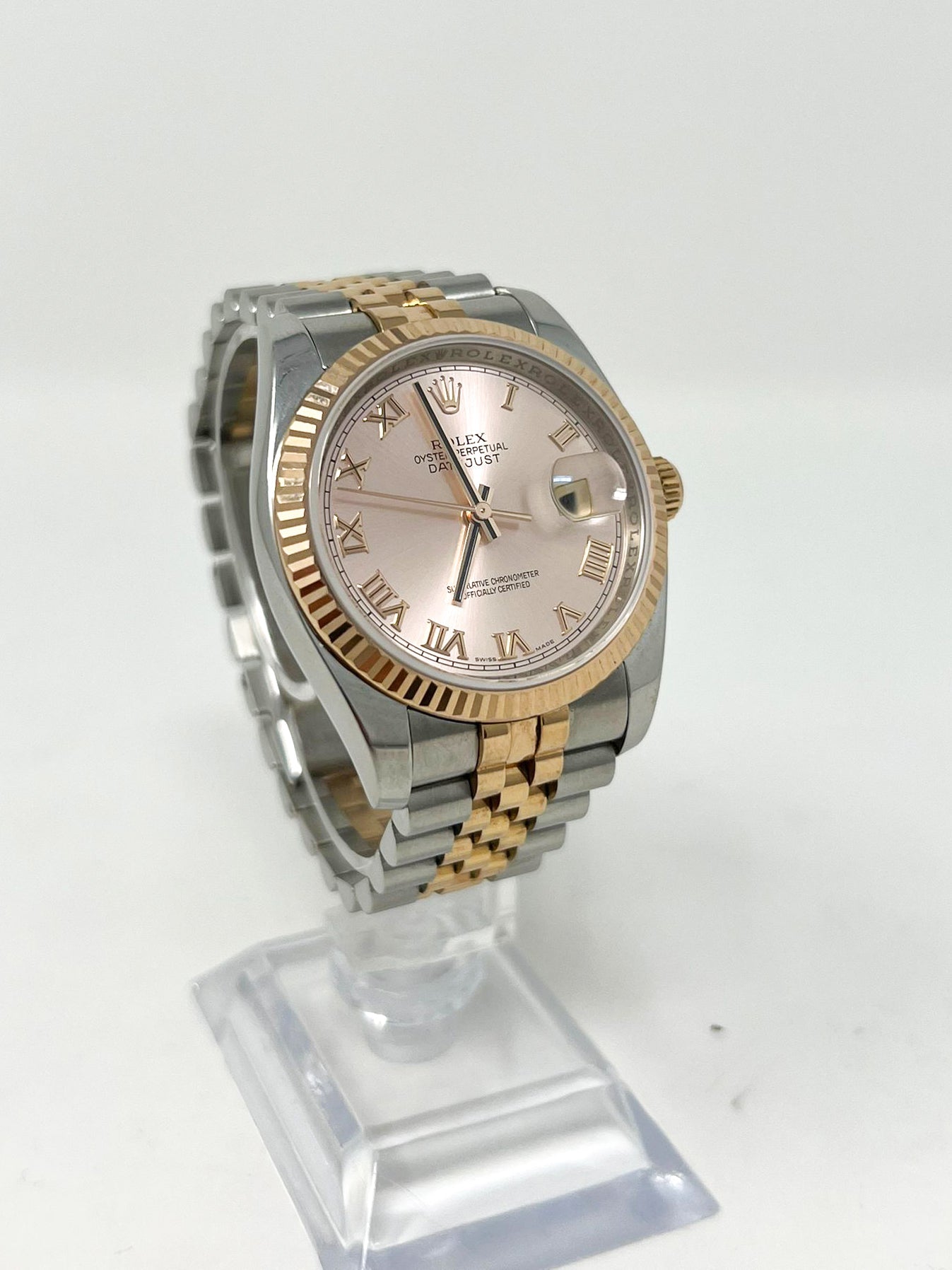 Rolex Stainless Steel And Pink Gold Datejust - 36 MM - Jubilee Bracelet - Fluted Bezel - Pink Roman Dial - 116231-0089