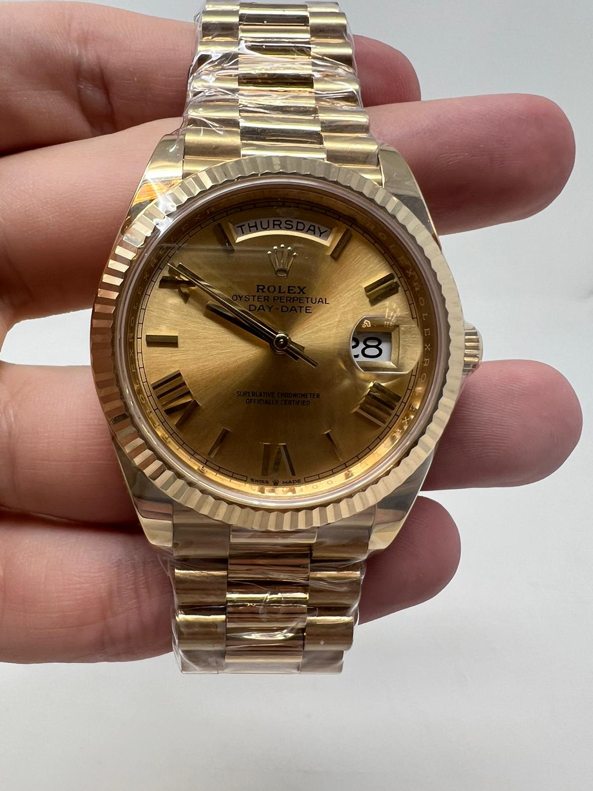 Rolex Presidential Yellow Gold Day-Date 40MM - President Bracelet Watch - Champagne Roman Dial - 228238 chrp