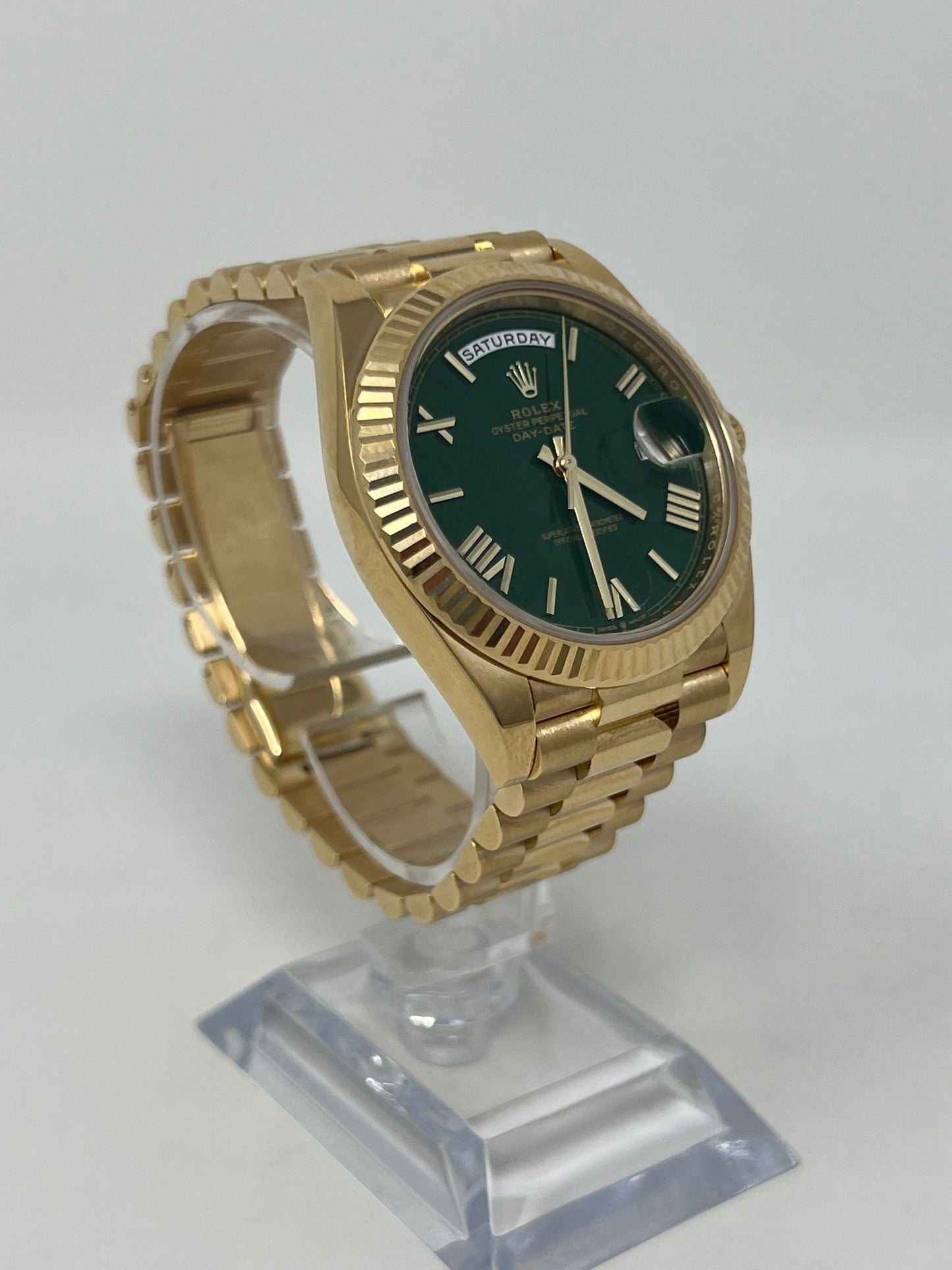 Rolex Presidential Yellow Gold Day-Date 40MM - President Bracelet Watch - Green Roman Dial - 228238 grrp