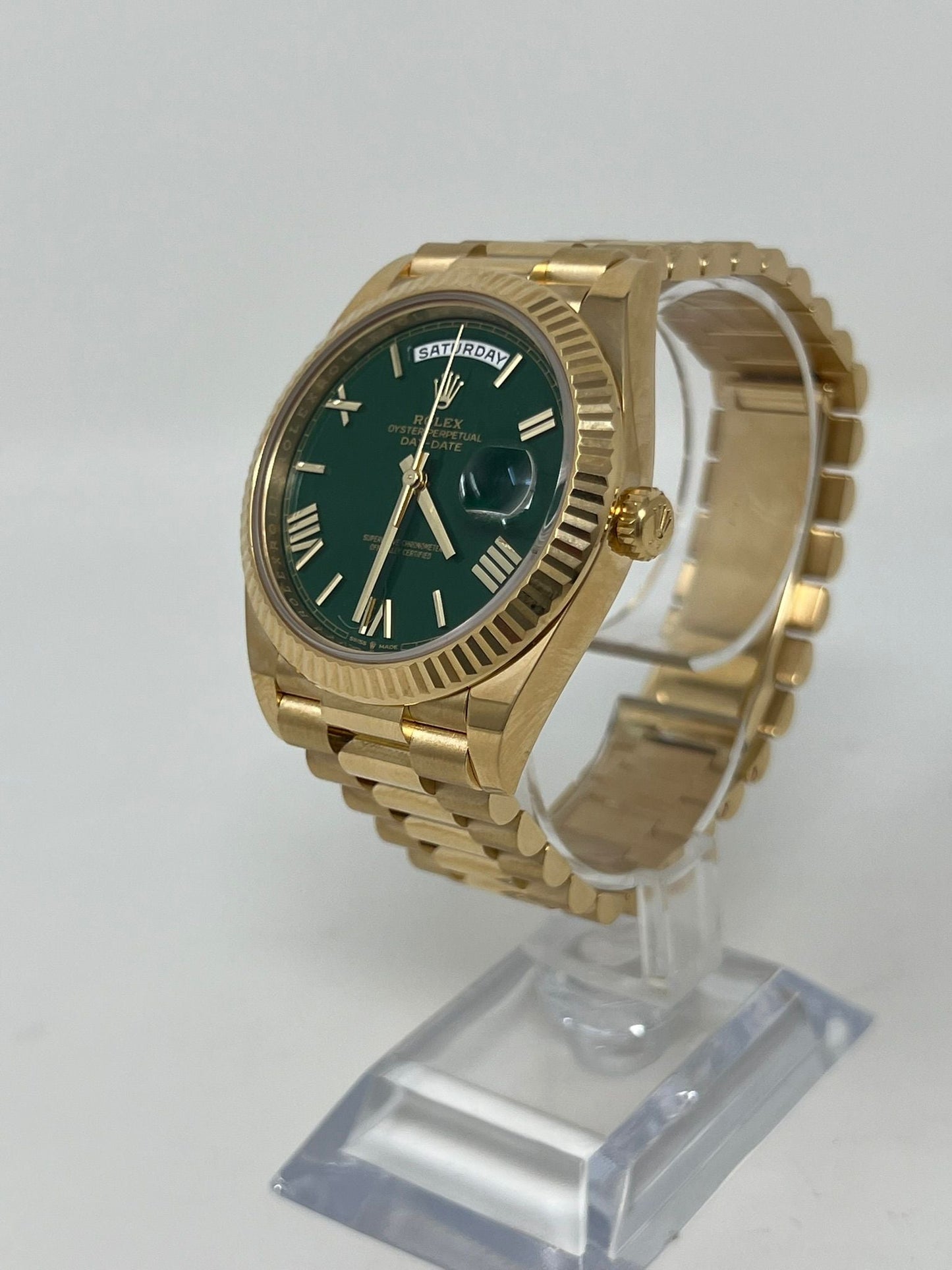 Rolex Presidential Yellow Gold Day-Date 40MM - President Bracelet Watch - Green Roman Dial - 228238 grrp