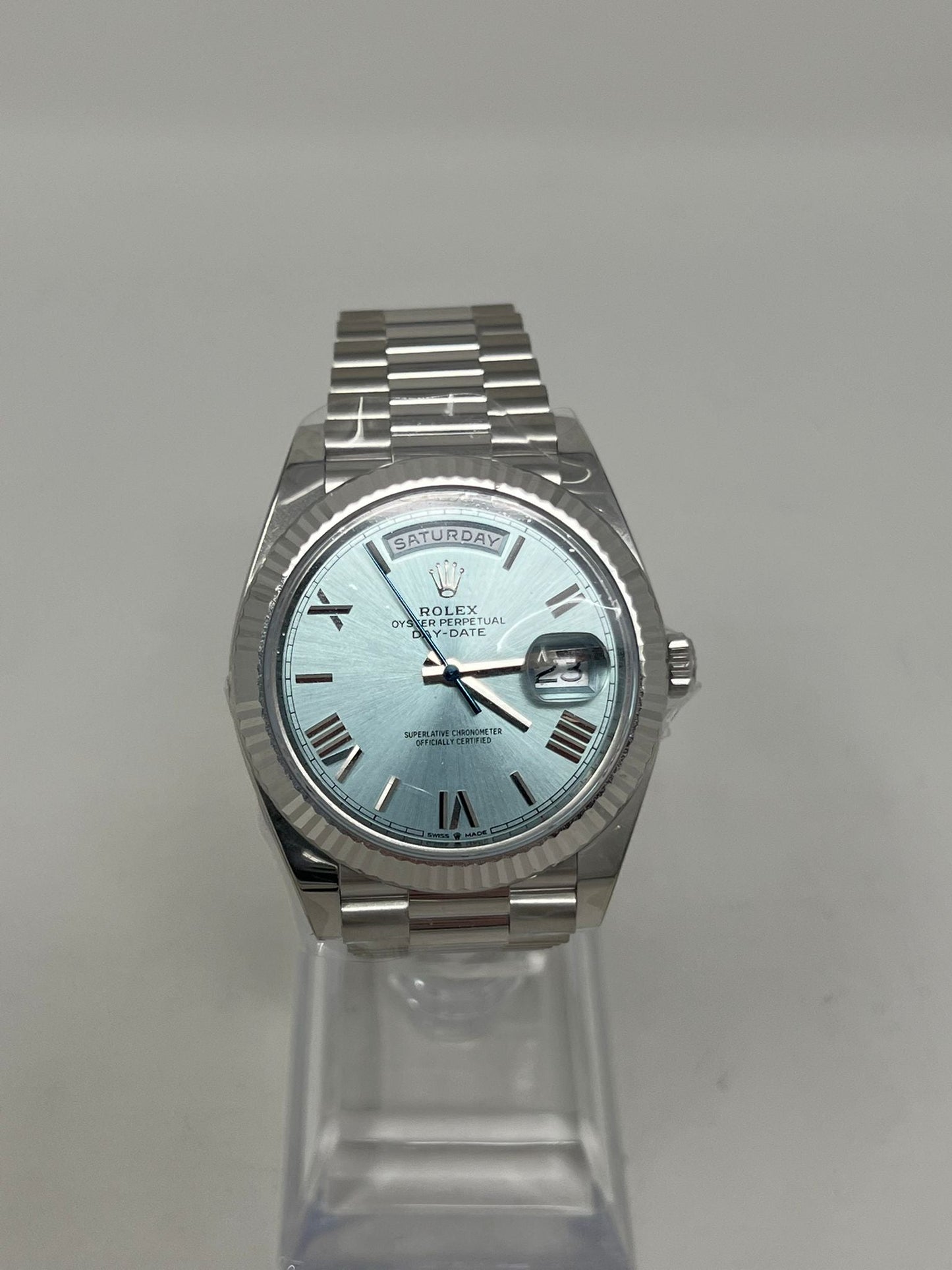 Rolex Presidential Platinum Day-Date 40MM - President Bracelet Watch - Ice Blue Roman Dial - 228236 ibrp