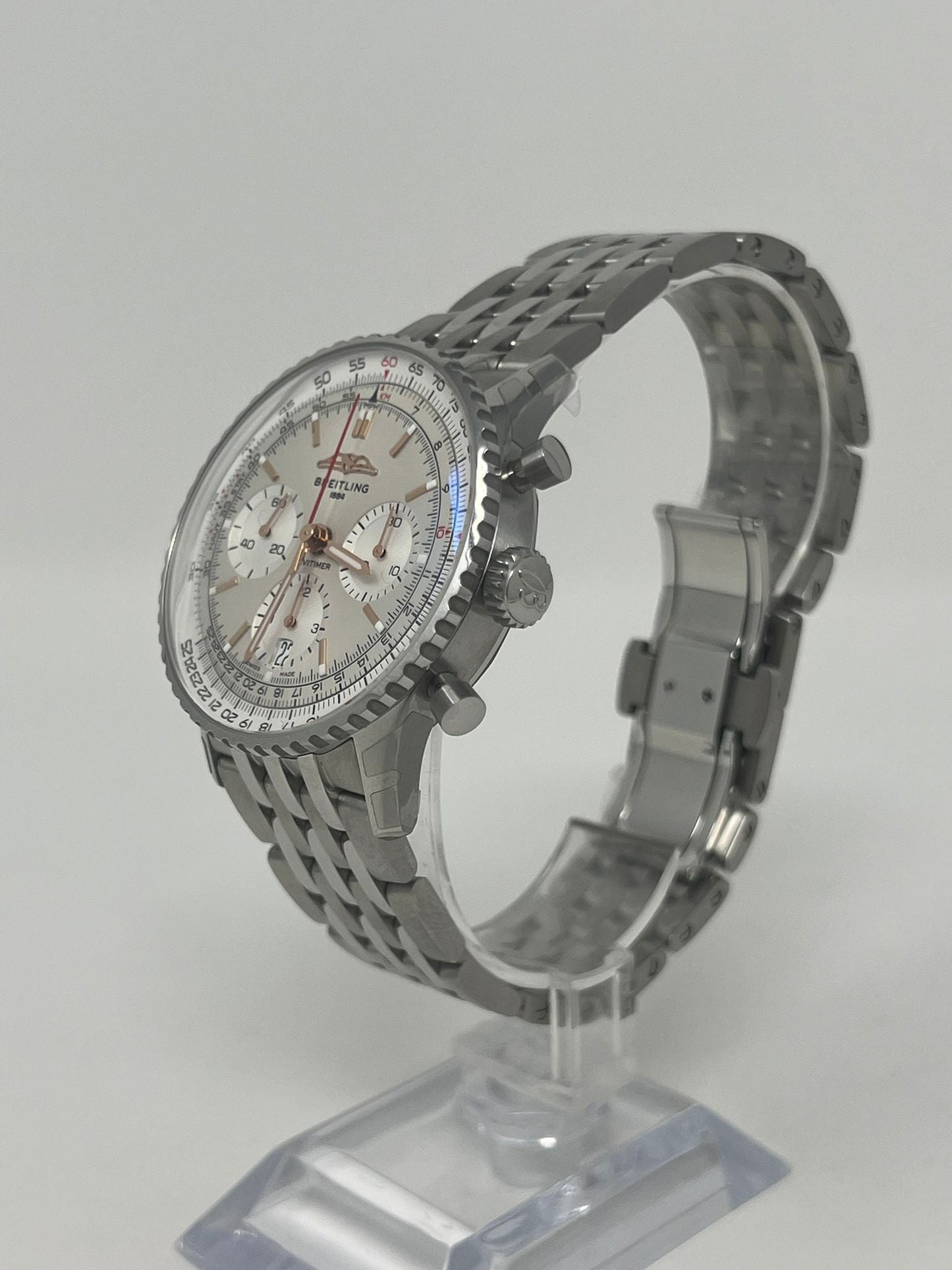 Breitling Navitimer Stainless Steel 41 MM - Stainless Steel Bracelet - Silver Dial - AB0139211G1A1