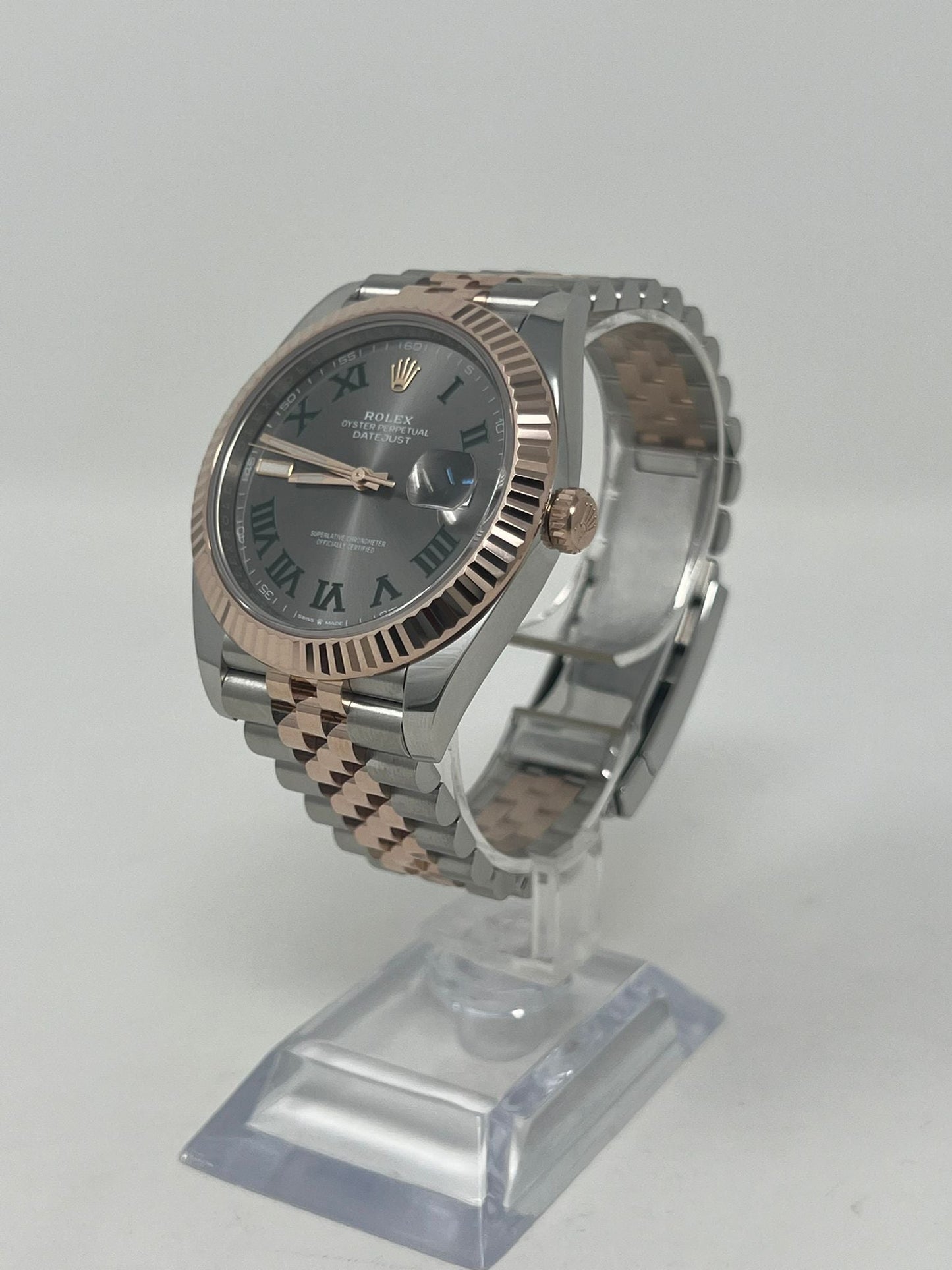 Rolex Stainless Steel and Pink Gold Datejust 41 Date Watch - 41 MM - Jubilee Bracelet - Fluted Bezel - Wimbledon Dial - 126331 slgrj