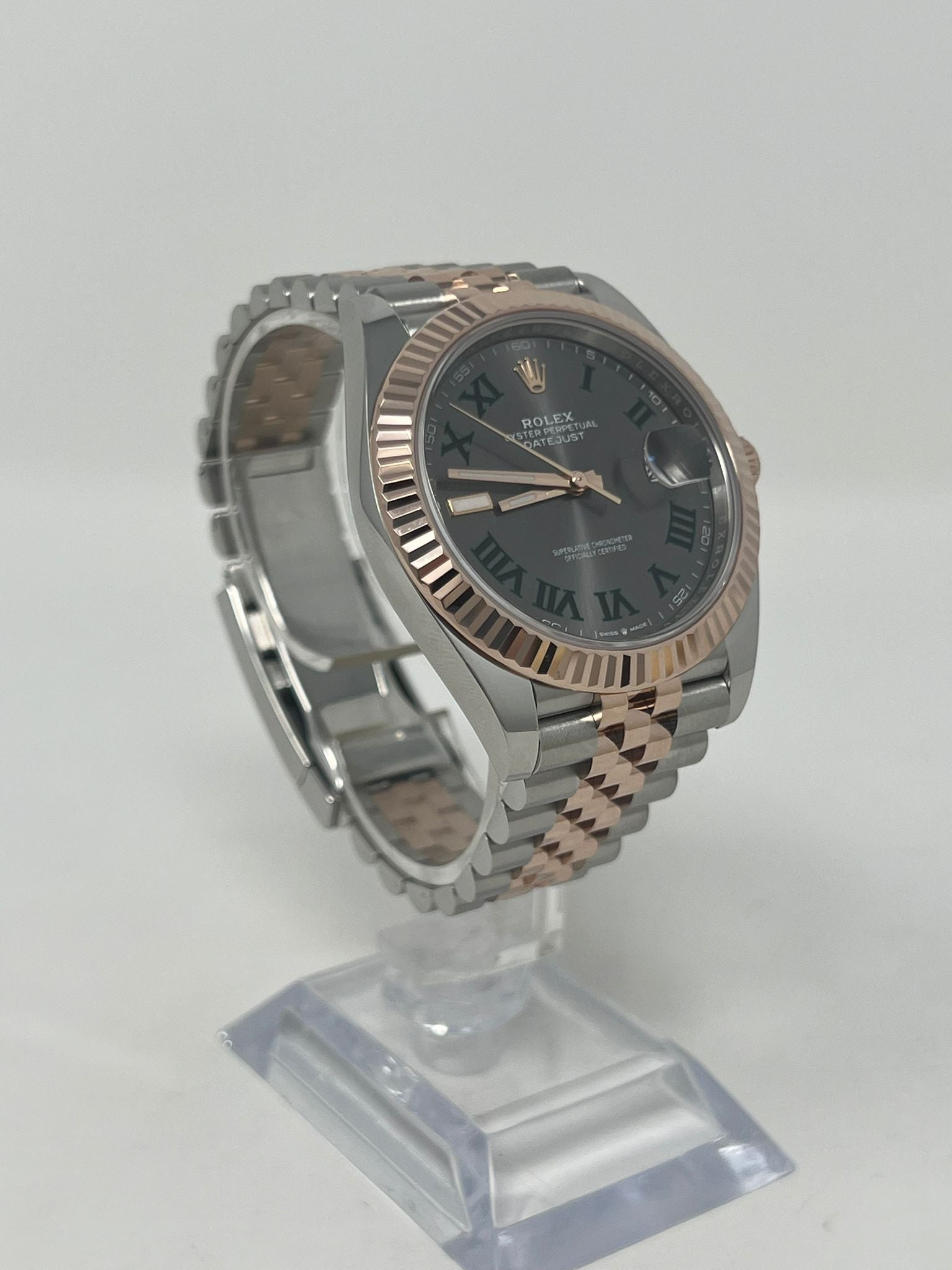 Rolex Stainless Steel and Pink Gold Datejust 41 Date Watch - 41 MM - Jubilee Bracelet - Fluted Bezel - Wimbledon Dial - 126331 slgrj