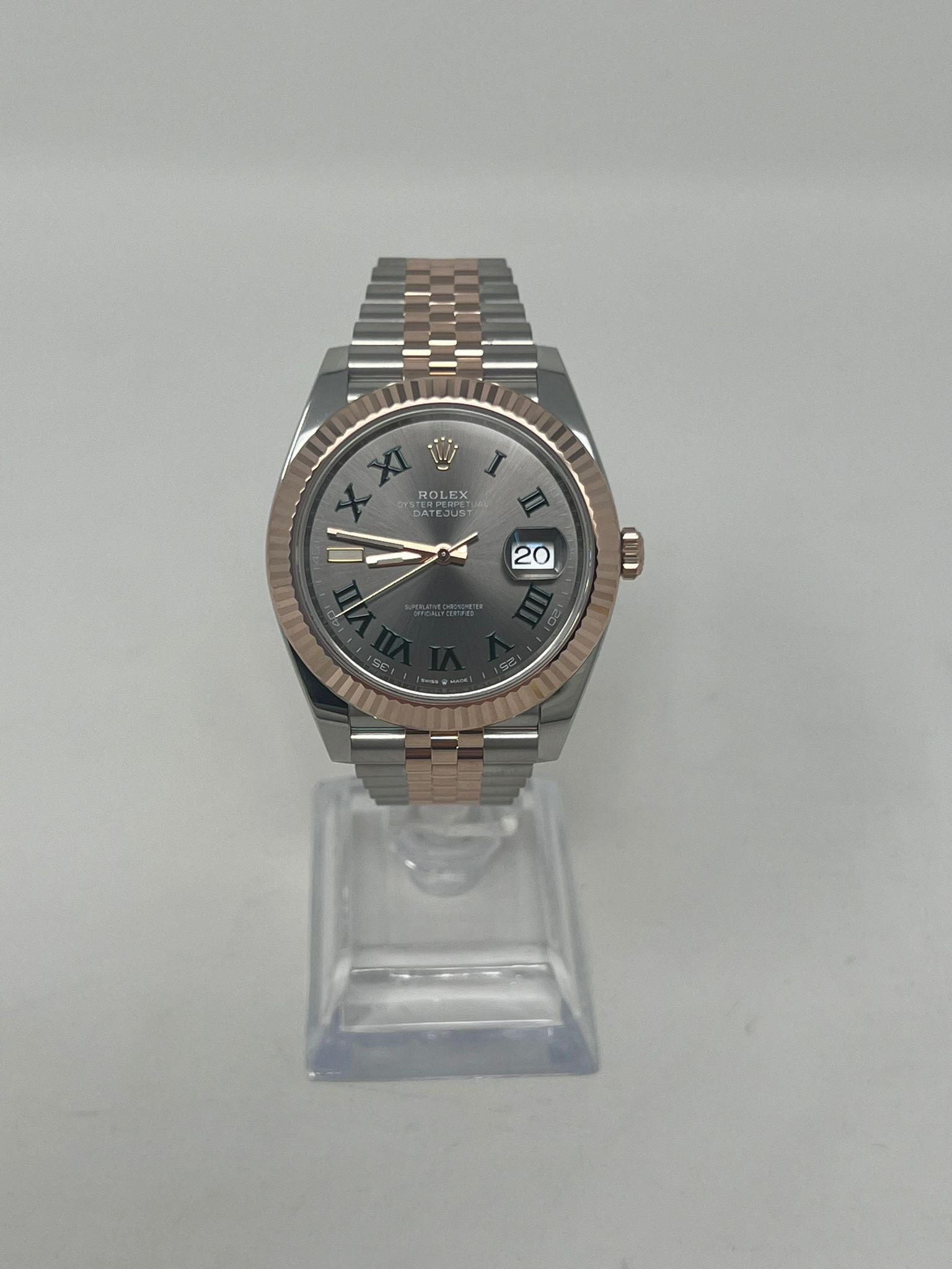 Rolex Stainless Steel and Pink Gold Datejust 41 Date Watch - 41 MM - Jubilee Bracelet - Fluted Bezel - Wimbledon Dial - 126331 slgrj