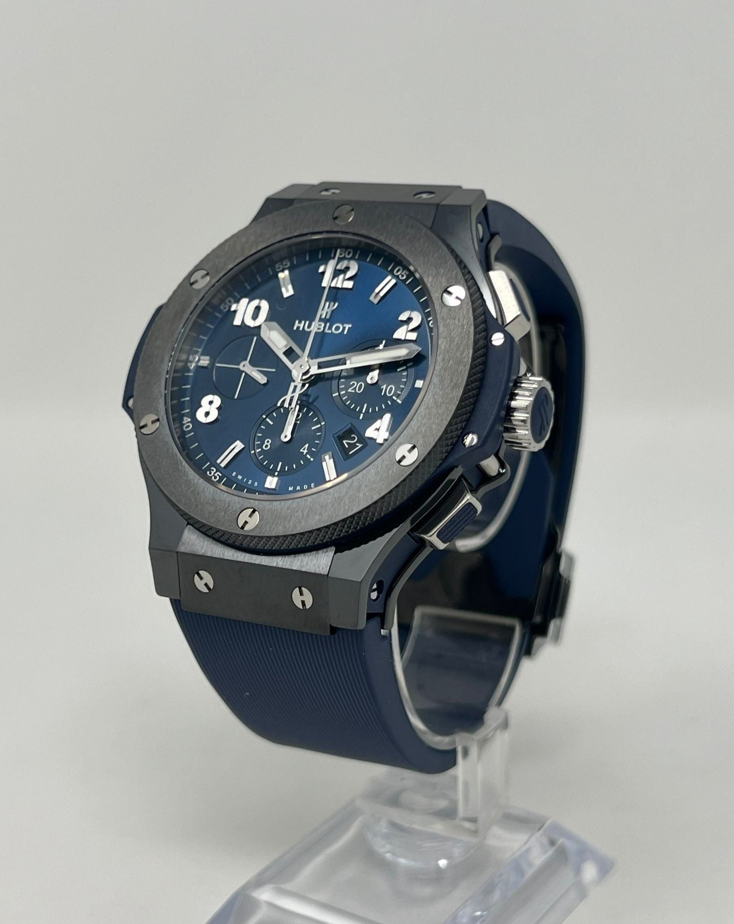 Hublot Big Bang Ceramic 44 MM - Blue Rubber Straps -  Blue Dial - 301.CM.710.RX