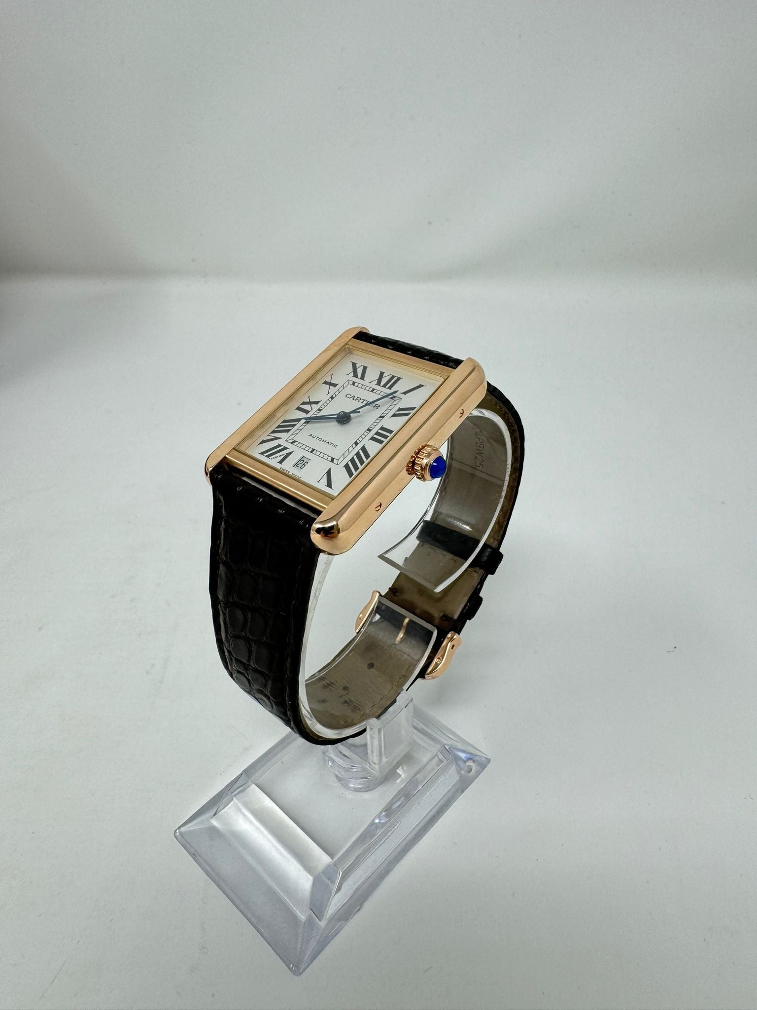 Cartier Tank Solo XL 41 MM - Brown Leather Strap - Rose Gold Bezel - Silver Dial - 3514 / W5200026