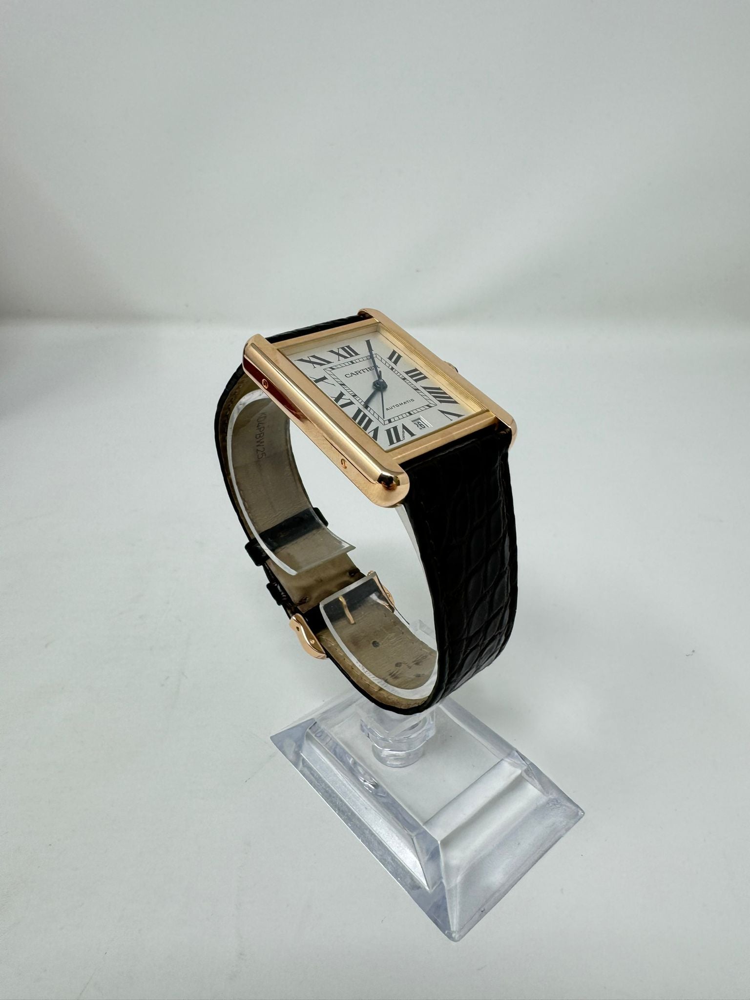 Cartier Tank Solo XL 41 MM - Brown Leather Strap - Rose Gold Bezel - Silver Dial - 3514 / W5200026