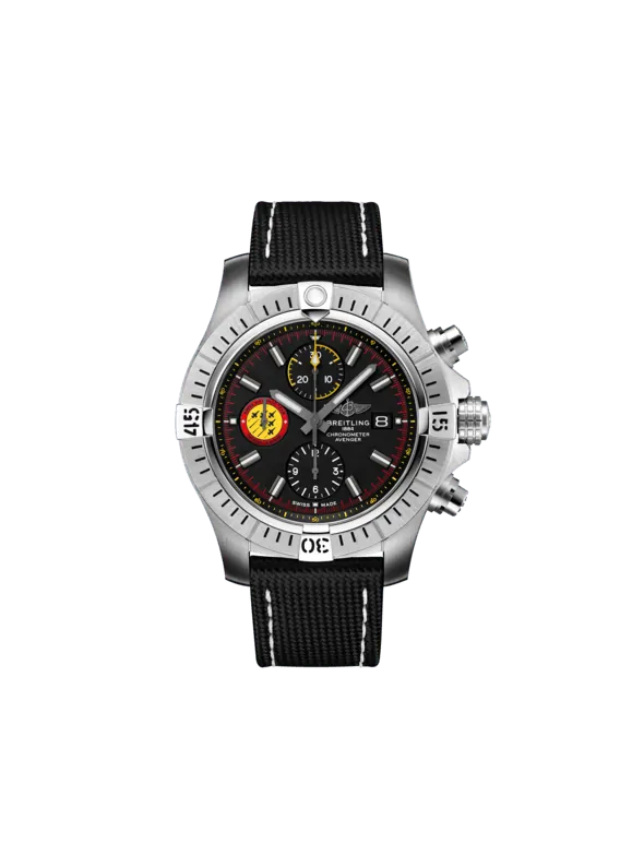 Breitling Avenger Stainless Steel 45 MM - Anthracite Calfskin Strap - Black Dial - A133171A1B1X1