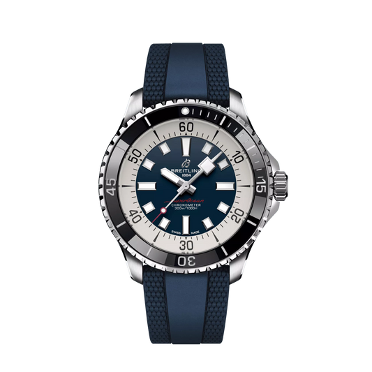 Breitling Superocean Stainless Steel 44 MM - Blue Rubber Strap - Blue Dial - A17376211C1S1