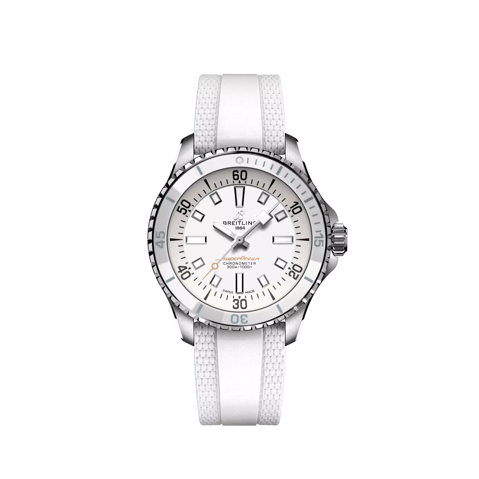 Breitling Superocean Stainless Steel 36 MM - White Rubber Strap - White Dial - A17377211A1S1