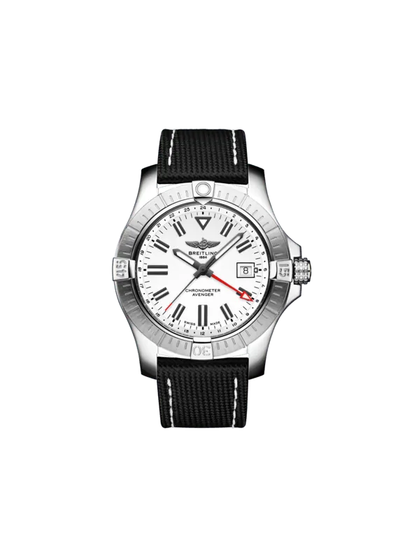 Breitling Avenger Stainless Steel 43 MM - Anthracite Calfskin Strap  - White Dial - A32397101A1X1