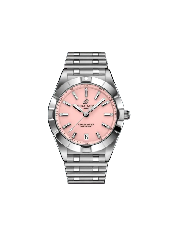 Breitling Chronomat Stainless Steel 32 MM - Stainless Steel Bracelet - Pink Dial - A77310101K1A1