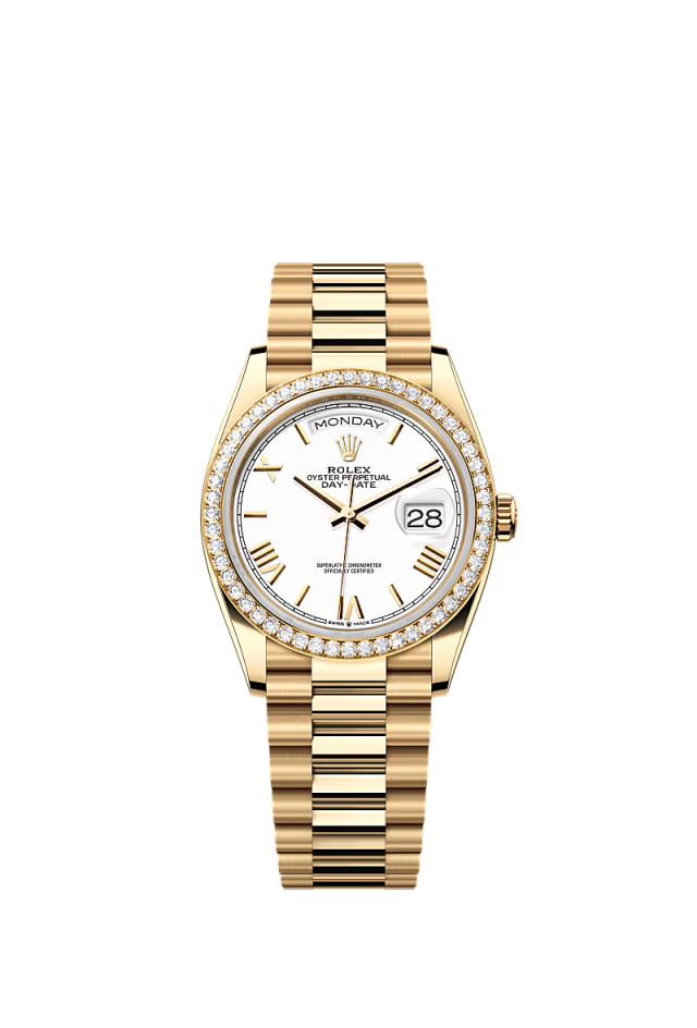 Rolex Day-Date - 36 MM - Yellow Gold - White Dial - 128348RBR PW