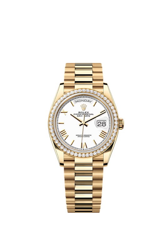 Rolex Day-Date - 36 MM - Yellow Gold - White Dial - 128348RBR PW