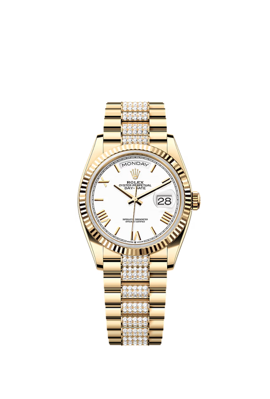 Rolex Day-Date - 36 MM - Yellow Gold - White Dial - 128238 PdW