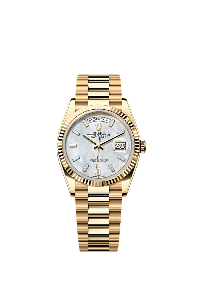 Rolex Day-Date - 36 MM - Yellow Gold - MoP White Dial - 128238 PMOP