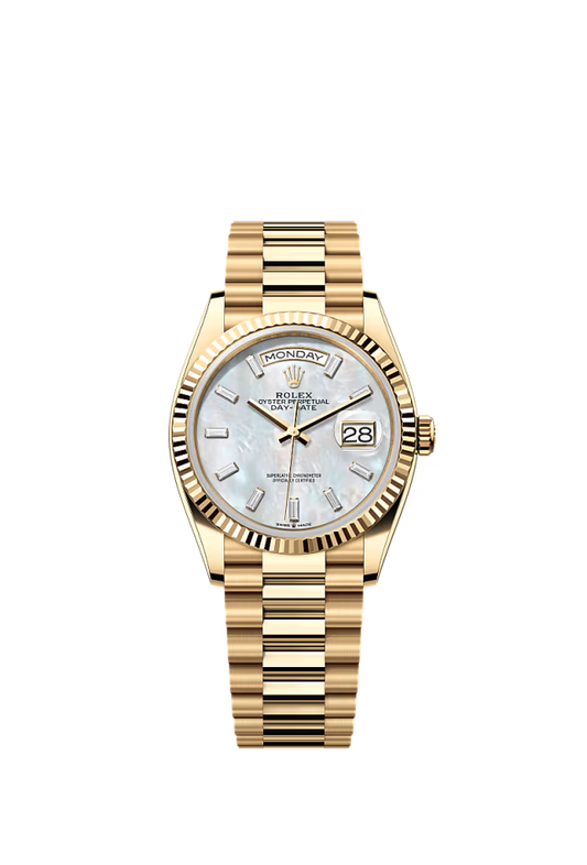 Rolex Day-Date - 36 MM - Yellow Gold - MoP White Dial - 128238 PMOP