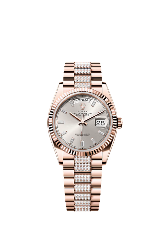 Rolex Day-Date - 36 MM - Rose Gold - Silver Dial - 128235 PdSd