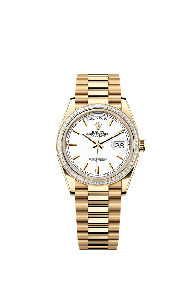 Rolex Day-Date - 36 MM - Yellow Gold - White Dial - 128398TBR PW