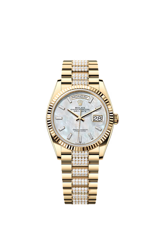 Rolex Day-Date - 36 MM - Yellow Gold - MoP White Dial - 128238 PdMoPWd